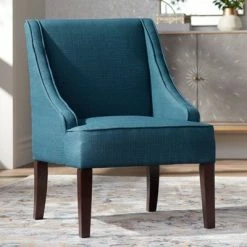 Coupon 👏 Elm Lane Dixon Blue Fabric Swoop Arm Chair ✔️