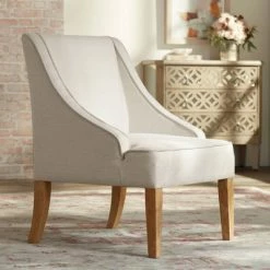 Best Pirce ๐ Elm Lane Dixon Ivory Fabric Swoop Arm Chair ๐งจ