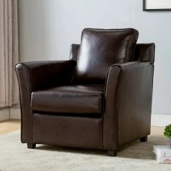 Discount 🎁 Cabico Upholstered Accent Chair Brown - miBasics 🧨
