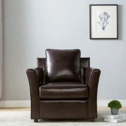 Discount 🎁 Cabico Upholstered Accent Chair Brown - miBasics 🧨 -Living Room Chairs Sales unnamed file 11176