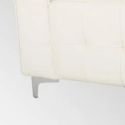 Buy 🌟 Sanders Modern Glam Leather Cube Club Chair White - Christopher Knight Home 🔔 -Living Room Chairs Sales unnamed file 11229