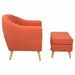 Hot Sale 🤩 Rockwell Mid-Century Modern Chair w/Ottoman - LumiSource Beige 🎁