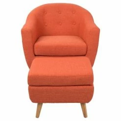 Hot Sale 🤩 Rockwell Mid-Century Modern Chair w/Ottoman - LumiSource Beige 🎁 -Living Room Chairs Sales unnamed file 11240