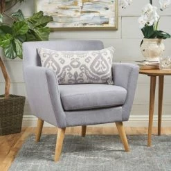 Best Pirce 🎁 Meena Buttoned Mid-Century Club Chair - Christopher Knight Home Gray 🥰