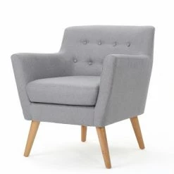 Best Pirce 🎁 Meena Buttoned Mid-Century Club Chair - Christopher Knight Home Gray 🥰 -Living Room Chairs Sales unnamed file 11249