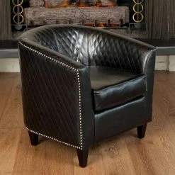 Best Pirce 🔥 Mia Quilted Club Chair Black - Christopher Knight Home ⭐ -Living Room Chairs Sales unnamed file 11373