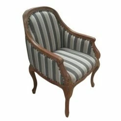Coupon ๐ฏ Striped Fabric Arm Wooden Frame Accent Chair Gray/Brown - The Urban Port ๐
