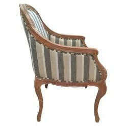 Coupon 💯 Striped Fabric Arm Wooden Frame Accent Chair Gray/Brown - The Urban Port 👏 -Living Room Chairs Sales unnamed file 11376