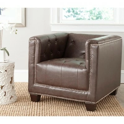 Hot Sale โญ Bentley Club Chair with Silver Nail Heads - Antique Brown - Safavieh ๐ 3 Hot Sale โญ Bentley Club Chair with Silver Nail Heads - Antique Brown - Safavieh ๐