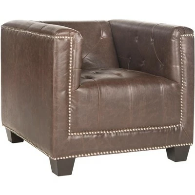 Hot Sale โญ Bentley Club Chair with Silver Nail Heads - Antique Brown - Safavieh ๐ 4 Hot Sale โญ Bentley Club Chair with Silver Nail Heads - Antique Brown - Safavieh ๐ - Image 2