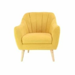 Best deal ⌛ Olivia & May Modern Polyester and Wood Accent Chair Yellow - Olivia & May 😍 -Living Room Chairs Sales unnamed file 11439