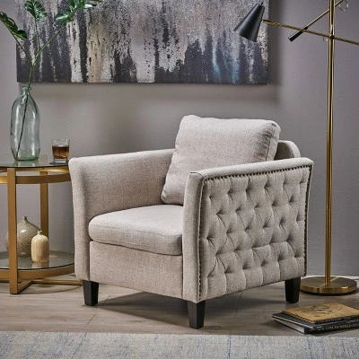 Budget ๐ Clostermen Traditional Club Chair - Christopher Knight Home Beige โจ 4 Budget ๐ Clostermen Traditional Club Chair - Christopher Knight Home Beige โจ - Image 2