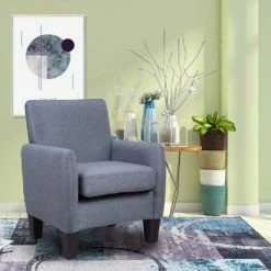 Brand new ❤️ Simple Relax Linen Accent Armchair in Dark Gray 🔔