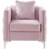 Coupon 🔔 Simple Relax Pink Velvet Chair with 1 Pillow 🤩 -Living Room Chairs Sales unnamed file 11498
