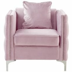 Coupon 🔔 Simple Relax Pink Velvet Chair with 1 Pillow 🤩