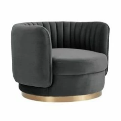 Coupon 🧨 Davy Tufted Velvet Swivel Round Accent Chair - Armen Living Dark Gray 😉 -Living Room Chairs Sales unnamed file 11508