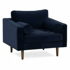 Hot Sale 🤩 Florence Mid-Century Modern Velvet Lounge Chair - Poly & Bark Concrete Velvet 🛒 -Living Room Chairs Sales unnamed file 11542