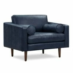 Flash Sale 🤩 Florence Mid-Century Modern Lounge Chair - Poly & Bark Midnight Blue 😀 -Living Room Chairs Sales unnamed file 11552