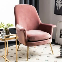 Outlet 😉 Aimee Velvet Armchair - Safavieh Dusty Rose 🎉