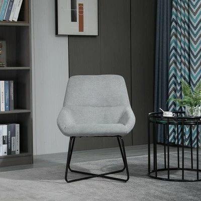 Flash Sale ๐ฏ HomCom Modern Mid-Back Linen Accent Chair with X-Shaped Metal Frame and Curved Back ๐งจ 2 Flash Sale ๐ฏ HomCom Modern Mid-Back Linen Accent Chair with X-Shaped Metal Frame and Curved Back ๐งจ