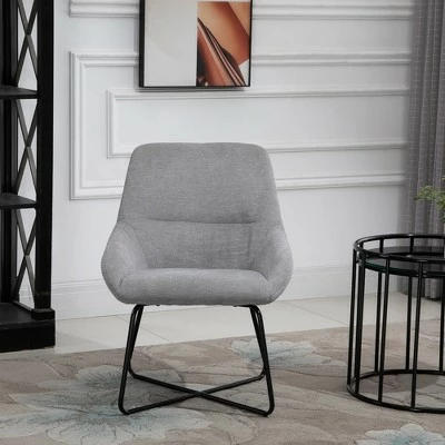 Flash Sale ๐ฏ HomCom Modern Mid-Back Linen Accent Chair with X-Shaped Metal Frame and Curved Back ๐งจ 3 Flash Sale ๐ฏ HomCom Modern Mid-Back Linen Accent Chair with X-Shaped Metal Frame and Curved Back ๐งจ - Image 2