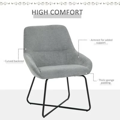 Flash Sale ๐ฏ HomCom Modern Mid-Back Linen Accent Chair with X-Shaped Metal Frame and Curved Back ๐งจ 6 Flash Sale ๐ฏ HomCom Modern Mid-Back Linen Accent Chair with X-Shaped Metal Frame and Curved Back ๐งจ - Image 5