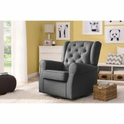 Best Sale ⌛ Delta Children® Emma Nursery Glider Swivel Rocker Chair Charcoal ⭐