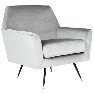 Best Pirce ๐ Nynette Mid-Century Armchair - Light Gray Velvet - Safavieh ๐ 4 Best Pirce ๐ Nynette Mid-Century Armchair - Light Gray Velvet - Safavieh ๐ - Image 2