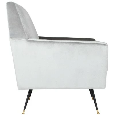 Best Pirce ๐ Nynette Mid-Century Armchair - Light Gray Velvet - Safavieh ๐ 5 Best Pirce ๐ Nynette Mid-Century Armchair - Light Gray Velvet - Safavieh ๐ - Image 3