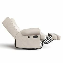 Best deal 🥰 Storkcraft Serenity Wingback Upholstered Reclining Glider with USB Charging Port Ivory ⌛ -Living Room Chairs Sales unnamed file 11905