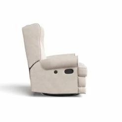 Best deal 🥰 Storkcraft Serenity Wingback Upholstered Reclining Glider with USB Charging Port Ivory ⌛ -Living Room Chairs Sales unnamed file 11907