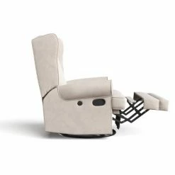 Best deal 🥰 Storkcraft Serenity Wingback Upholstered Reclining Glider with USB Charging Port Ivory ⌛ -Living Room Chairs Sales unnamed file 11908