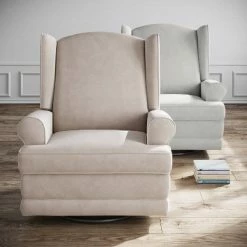 Best deal 🥰 Storkcraft Serenity Wingback Upholstered Reclining Glider with USB Charging Port Ivory ⌛ -Living Room Chairs Sales unnamed file 11911