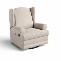 Best deal 🥰 Storkcraft Serenity Wingback Upholstered Reclining Glider with USB Charging Port Ivory ⌛ -Living Room Chairs Sales unnamed file 11912