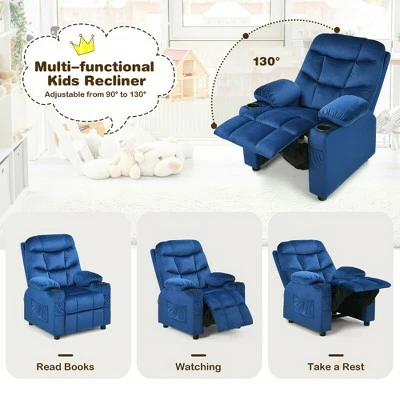 Wholesale ๐ฅ Costway Kids Youth Recliner Chair Velvet Fabric w/Cup Holder & Side Pocket Blue/Pink ๐ 7 Wholesale ๐ฅ Costway Kids Youth Recliner Chair Velvet Fabric w/Cup Holder & Side Pocket Blue/Pink ๐ - Image 6