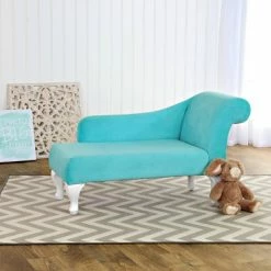 Discount 😀 Kids' Velvet Settee - HomePop Aqua ❤️ -Living Room Chairs Sales unnamed file 11995
