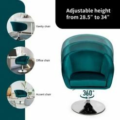 Discount ❤️ Costway Modern Velvet Chair Height Adjustable Bar Stool Swivel Makeup Seat 🤩 -Living Room Chairs Sales unnamed file 12062