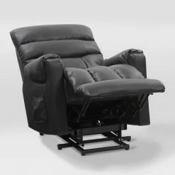 Best deal 🥰 Dallas Power Lift Assist Leather Gel Recliner Black - CorLiving 💯