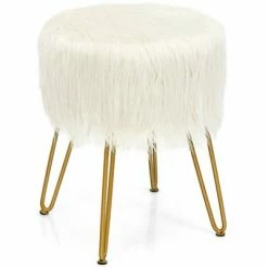 Discount ⭐ Costway Faux Fur Vanity Chair Makeup Stool Furry Padded Seat Round Ottoman Pink/White 👏 -Living Room Chairs Sales unnamed file 12124