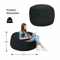 Hot Sale 🎉 Costway 3' Bean Bag Chair w/ Microfiber Cover & Independent Sponge Filling 🛒
