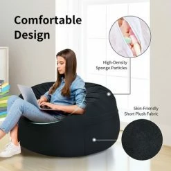 Hot Sale 🎉 Costway 3' Bean Bag Chair w/ Microfiber Cover & Independent Sponge Filling 🛒 -Living Room Chairs Sales unnamed file 12129