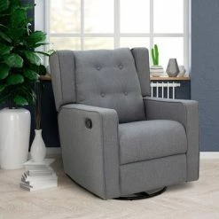 Coupon ⭐ HomCom Wingback Button Tufted Swivel Manual Rocking Recliner Chair ⌛