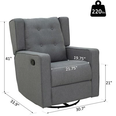 Coupon ⭐ HomCom Wingback Button Tufted Swivel Manual Rocking Recliner Chair ⌛ 6 Coupon ⭐ HomCom Wingback Button Tufted Swivel Manual Rocking Recliner Chair ⌛ - Image 4