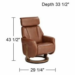 Flash Sale ❤️ BenchMaster Brown Swivel Faux Leather Recliner Chair Modern Armchair Comfortable Manual Reclining Footrest Headrest for Bedroom 🥰 -Living Room Chairs Sales unnamed file 12200