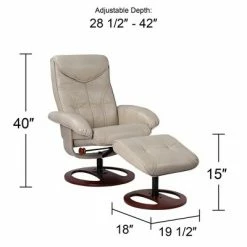 Cheap 🛒 BenchMaster Taupe Swivel Ottoman Leather Recliner Chair Modern Armchair Ergonomic Manual Reclining Adjustable Bedroom Living Room 🔥 -Living Room Chairs Sales unnamed file 12223