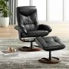 Flash Sale 😉 BenchMaster Black Swivel Ottoman Leather Recliner Chair Modern Armchair Ergonomic Manual Reclining Adjustable Bedroom Living Room 👏
