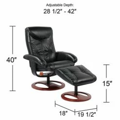 Flash Sale 😉 BenchMaster Black Swivel Ottoman Leather Recliner Chair Modern Armchair Ergonomic Manual Reclining Adjustable Bedroom Living Room 👏 -Living Room Chairs Sales unnamed file 12244