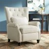 Promo 🔥 Studio 55D Natural Linen Recliner Chair Modern Armchair Comfortable Push Manual Reclining Footrest Tufted Back Bedroom Living Room 👏