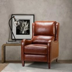 Outlet 🔥 Jade Genuine Leather Cigar Chair Recliner | Karat Home 🛒