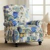 Cheap ❤️ Elm Lane Multi-Color Indigo Floral Recliner Chair Modern Armchair Comfortable Push Manual Reclining Footrest Bedroom Living Room 🌟 -Living Room Chairs Sales unnamed file 12334